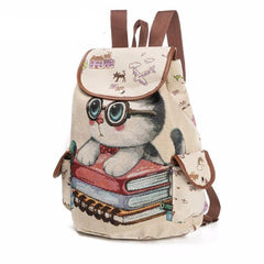 Cat Printed Drawstring Backpack