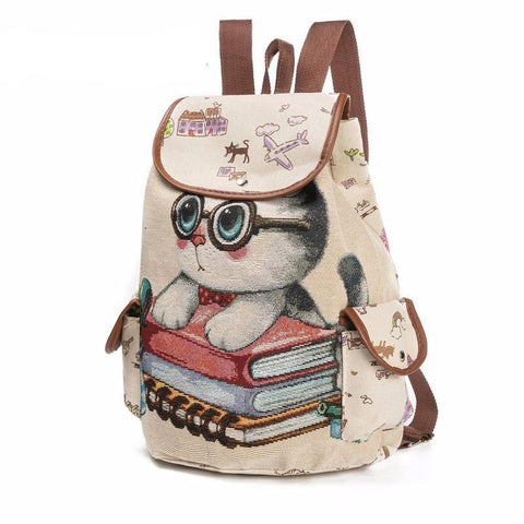 Cat Printed Drawstring Backpack